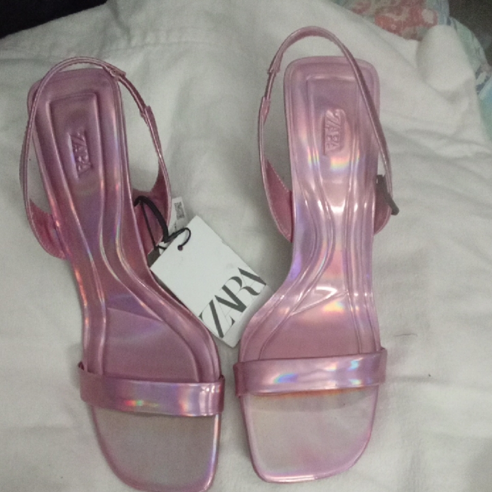Zara Women's Pink Iridescent Sandals 7 1/2